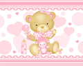 Baby Girl Bear Wall Mural