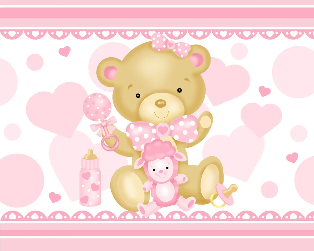 Baby Girl Bear Wall Mural