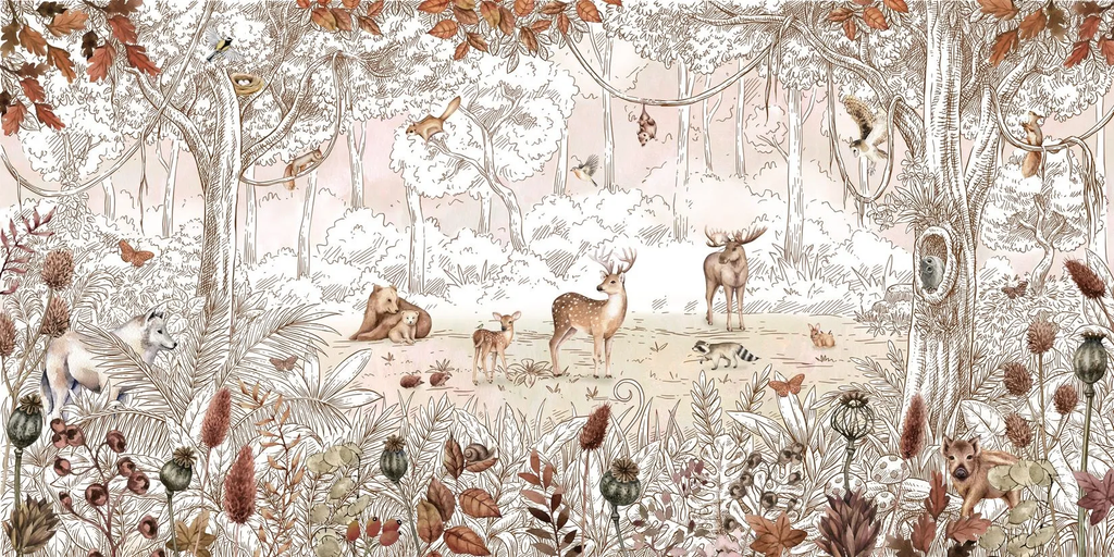 Forest Friends In Autumn Wall Mural
