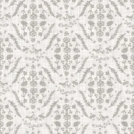 French Provincial Grey Damask Pattern Wallpaper