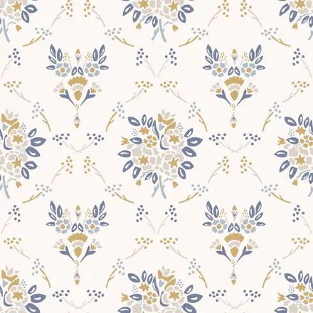 Pretty Modern Farmhouse Damask Pattern Wallpaper