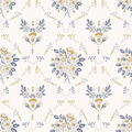 Pretty Modern Farmhouse Damask Pattern Wallpaper