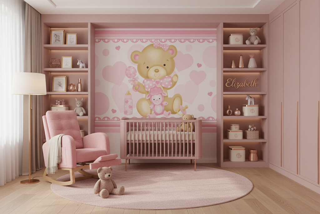 Baby Girl Bear - Exact Pink Rocking Chair