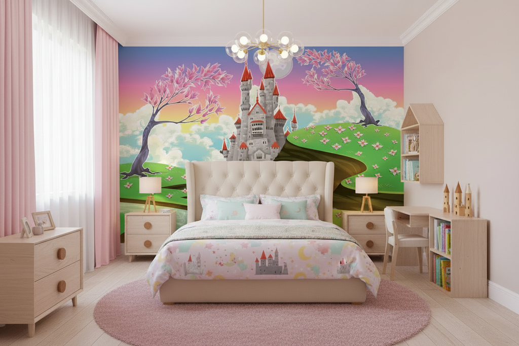 Enchanted Castle Kids Room - Pink Drapery