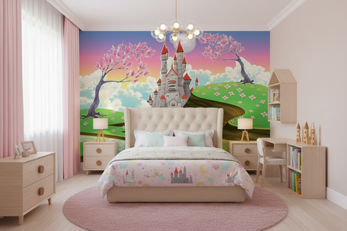 Enchanted Castle Kids Room - Pink Drapery