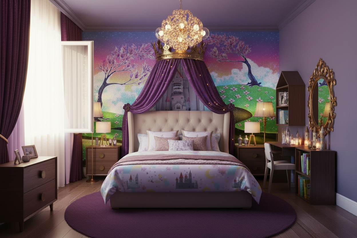 Enchanted Castle Room - Royal Purple No Canopy Lights