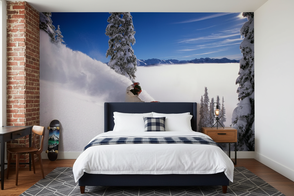 Fantastic Boys Room - Snowboarding Above The Clouds Mural