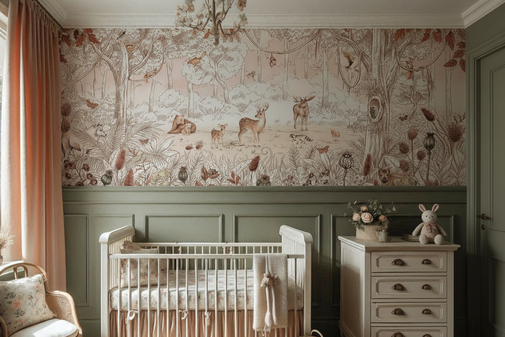 Forest Friends In Autumn - Exact Mural Nursery Scene