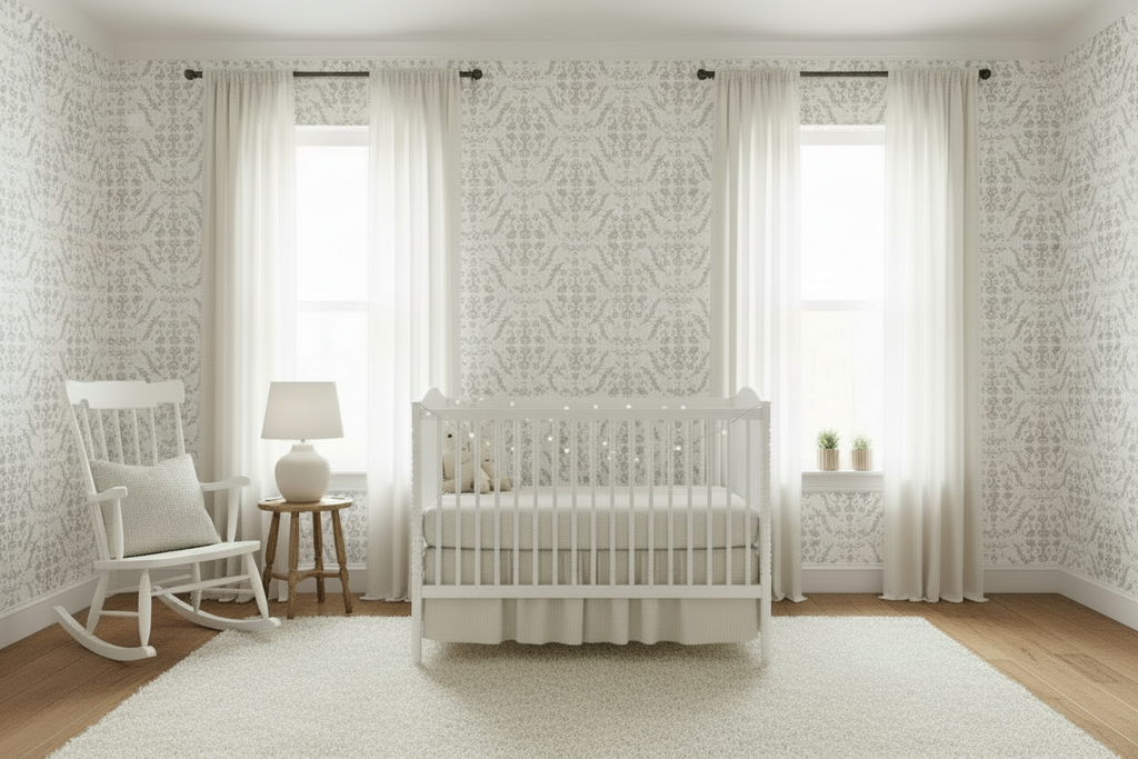 French Provincial Grey Damask Nursery - No Frames