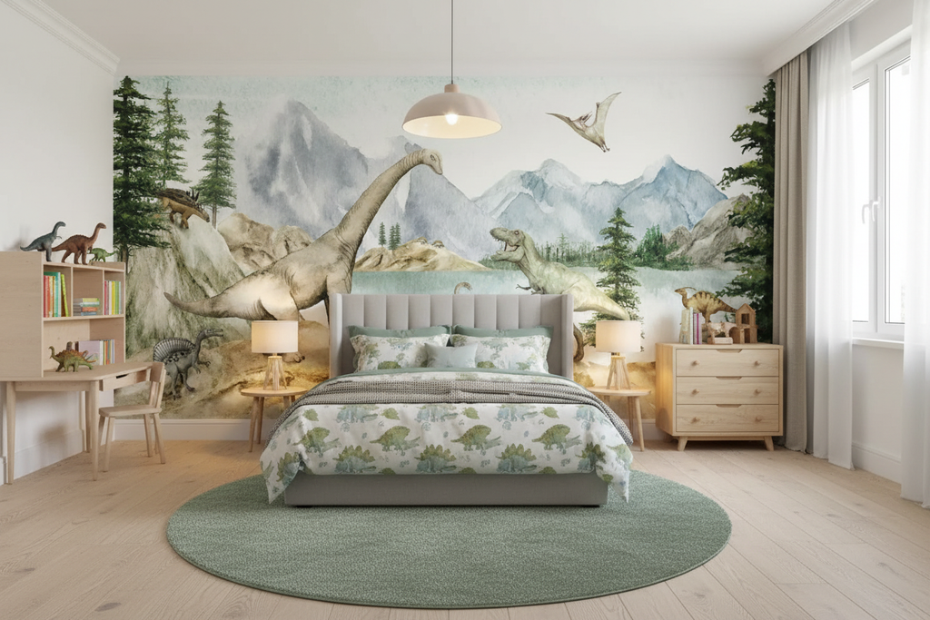 Kids Room with Dino Mural