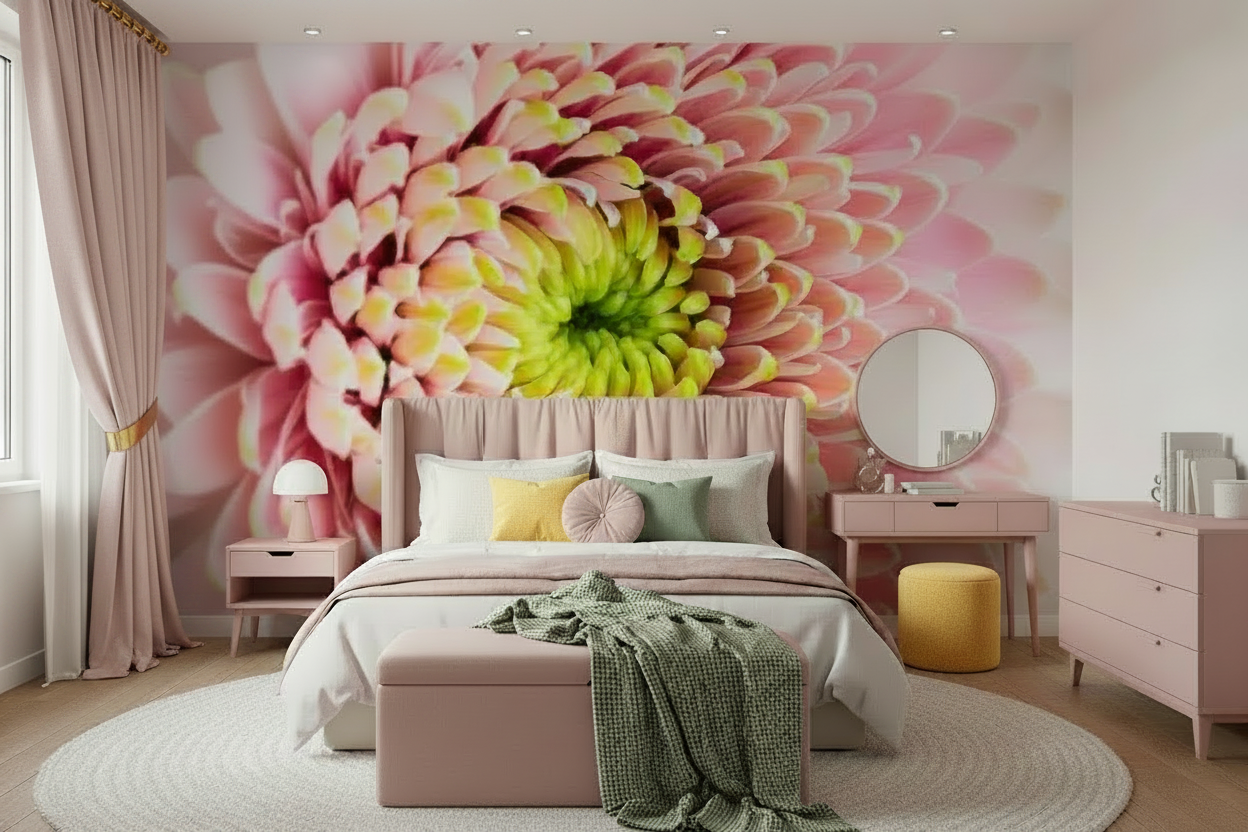 Pink Chrysanthemum Room - Window Heavy Drapery