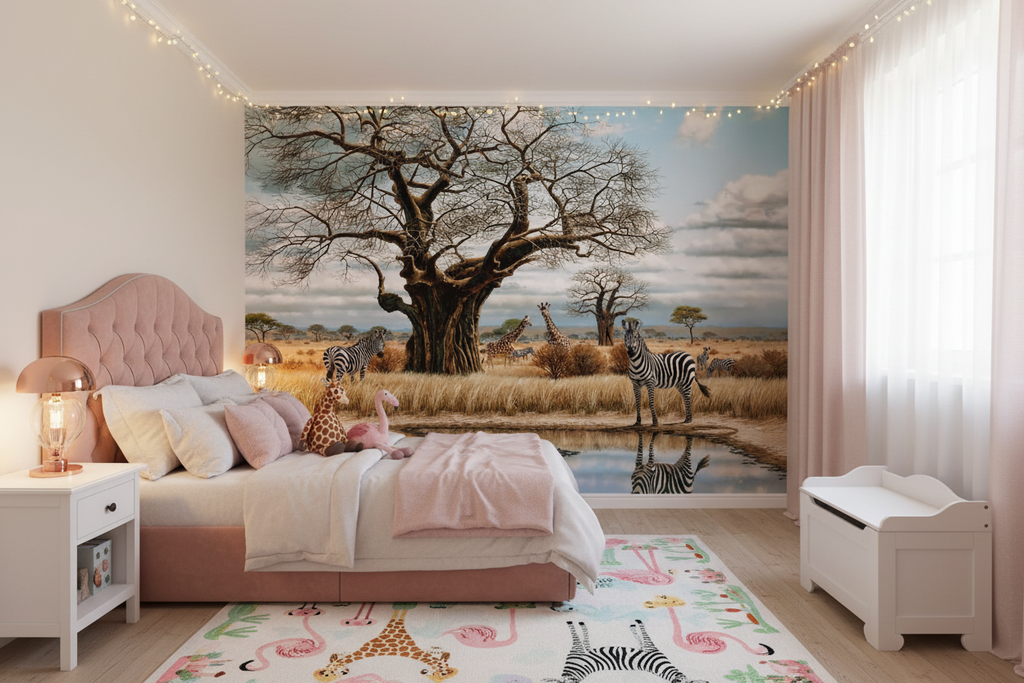 Safari Girls Room - Mural Fully Visible