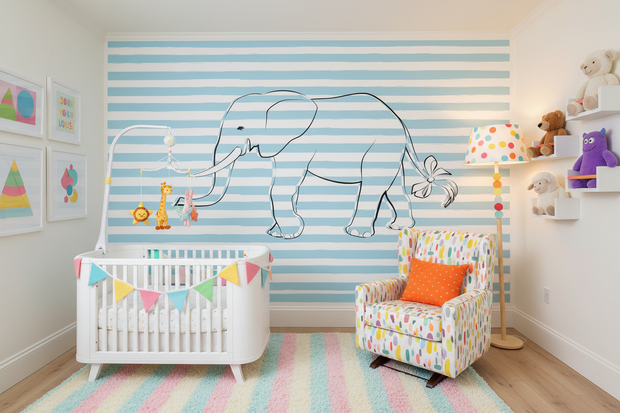 Stripe Elephant Nursery - Fun & Playful